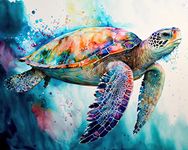 TISHIRON Paint by Numbers Sea Turtle Adult Paint by Number Kits on Canvas Animals Oil Hand Painting with Brushes Paint Kits for Adults Art Crafts for Home Wall Decor 16"x20"(Frameless)