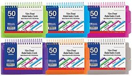 BAZIC Ruled Index Cards Book 3" X 5", View Poly Cover Spiral Bound Memo w/ 2 Tab Divider, White Flashcards, Lined Card For Memory (50/Pack), 24-Packs