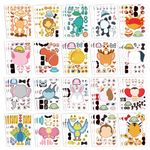 sinceroduct Make a Face Stickers for Kids, 60 PCS Multicolor Animal Decals, Paper Surface, Reusable, for Party Favors, Gifts, Rewards, Art Craft