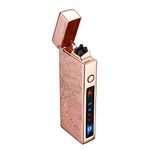 dachance Custom Personalized Cool Lighter Electric Gift Windproof USB Rechargeable Dual Arc for Camping Valentine's Day Gift (Gold Dragon)