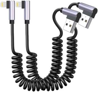 Cavo Apple Carplay a 90 gradi [2 Pack], caricatore iPhone a spirale ad angolo retto [certificato Mfi e sincronizzazione dati] Cavo Lightning per Iphone14/13/12/11pro Max/Xs Max/Xr/Xs/X/8/7/Plus/6sIpad