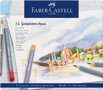Faber-Castell Goldfaber Aqua Watercolour Pencils, 24-Color Tin Set