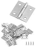 QWORK® 40 Pieces Mini Hinge 25mm, Folding Door Hinges, Butt Hinges, Stainless Steel, with 160 Screws for Home Door, Window, Storage Box Repair