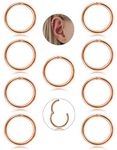 FIBO STEEL 9 Pcs Stainless Steel 16g Cartilage Hoop Earrings for Men Women Nose Hoop Ring Helix Septum Conch Daith Lip Tragus Piercing Jewelry