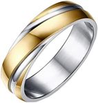 Epinki Mens Womens Stainless Steel Two Tone Wedding Engagement Birthday Ring Gold/Black/Rose Gold Size J to Z Available