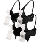 iLoveSIA Women’s Hands Free Breast Pumping Bra Adjustable Nursing Bras, Maternity Bra for Pregnancy & Breastfeeding 2Pack Black L Size