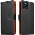 iWEOCO iPhone 13 Pro Max Case Wallet Genuine Leather with 【RFID Blocking】 Kickstand Strong Magnetic Clasp Closure Cash Credit Card Slots Protective iPhone 13 Pro Max Wallet Case (Black)