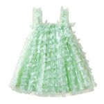 TTYAOVO Butterfly Flower Dress for Baby Girl Princess Tulle Summer Skirt Size 120(5 Years,1974 Green)