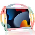 Kids Case for iPad 10.2 9th Gen (2021)/8th Gen (2020)/7th Gen (2019), TopEsct Shockproof Handle Stand Case Compatible with iPad 7th/8th/9th Gen 10.2(Rainbow)