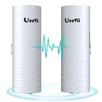 Wireless Bridge,UeeVii CPE-452 Point to Point 5.8G 3KM Long Range Outdoor WiFi CPE with 14DBi High-Gain Antenna,24V PoE Adapter,2 LAN Port,for Network and Surveillance Range Extension,2-Pack