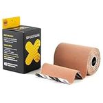 SPORTTAPE Extra Wide Kinesiology Tape 10cm x 5m - Beige | Extra Sticky, Waterproof, Hypoallergenic | Wide KT Sports Tape, Physio Tape for Muscle Injury & Lower Back | Uncut - Single Roll