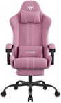 Pink Gaming Chair Breathable Fabric Computer Chair Comfortable Office Chair Game Chair with Headrest and Lumbar Support,Ergonomic Video Game Chairs for Adults,360°-Swivel Seat