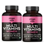 Zingavita Multivitamin for Women with 45+ Essential Nutrients | Zinc, Vitamin C, Biotin, Calcium, Vitamin D, Iron and Herbs for Healthy Hair, Skin, Strong Bones & Overall Health - 120 Veg Tablets