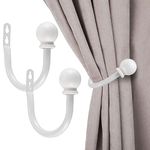 Sumnacon Set of 2 Metal Decorative Curtain Holdbacks, Wall Mounted Window Drapery Tiebacks for Bedroom, Livingroom, Office Come with Screws, White