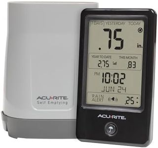 AcuRite 02446M Wireless Rain Gauge with Indoor Digital Display, Black