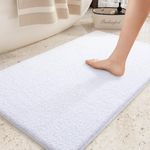 Color&Geometry Absorbent Bath Mat, 16"x24" Soft Non Slip Bathroom Floor Mat Rug, Machine Washable Bath Mats for Bathroom, Tub and Laundry Room, Pure White, 40x60cm