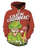 QZUnique Causal Unisex Capin Chronic Printing Pullover Hoodie Lovers Sports Sweatshirt US L