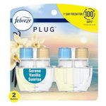 Febreze Odor-Fighting Fade Defy PLUG Air Freshener Serene Vanilla Sunrise, (2) .87 fl. oz. Oil Refills