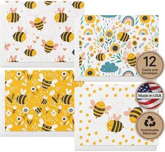 Twigs Bumble Bee Assorted Note Cards – 12 Cute Blank Greeting Cards With Envelopes, 5.5 x 4.25 In. – FSC-Certified, Eco-Friendly Stationary Set – Greeting Cards for All Occasions