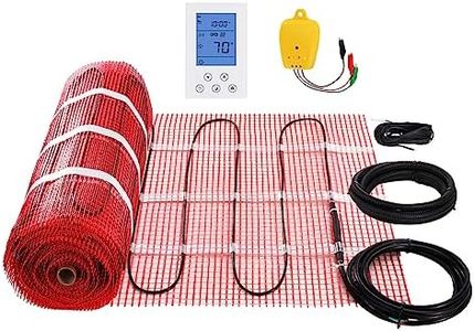 VEVOR Floor Heating Mat,100Sq.ft. 14℉-113℉ Electric Radiant Floor Heated Warm System with Digital Floor Sensing Thermostat, 110-120V Includes Installation Monitor, Adhesive Back for Easy Installation