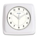 AudLee 23cm Retro Color Indoor Wall Clock, Battery Operated Square Clock. Decorative Clock for Home, Office, Kitchen, Bedroom, Bathroom Living Room, School. Sweep Movement (NEW - White)