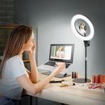 Desk Ring Light Stand for Video Recording - Evershop 10'' Led Halo Lighting with Phone Holder for Laptop,Webcam,Computer Monitor,Circle Lights for Streaming, Zoom Calls, Online Meetings,Selfie, Makeup