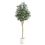 Nearly Natural 6ft. Artificial Olive Tree with White Decorative Planter