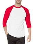 Soffe MJ Men's 3/4 Sleeve Baseball Jersey White/Red