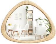 Barnyard Designs Rattan Bathroom Mirror – Rustic Farmhouse Style Handmade Wicker Rattan Frame - Boho Mirror for Nursery Wall Décor (25" x 30", Asymmetrical)