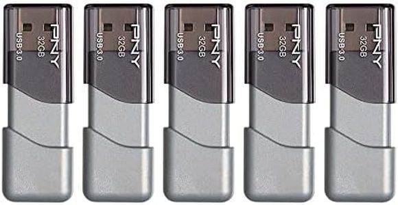 PNY 32GB Turbo Attaché 3 USB 3.0 Flash Drive, 5-Pack, Grey, P-FD32GX5TBOP-MP, 100MB/s, Light-Weight Durable - Data Storage and Transfer