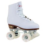 Chicago Skates Women's and Girl's Premium Leather Lined Rink Roller Skate - Classic White Quad Skates