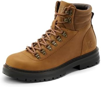 WELTFORGE Men's Waterproof Hiking Boots Outdoor Mid Trekking High Ankle Crazy Horse Leather Chunky Wide Toe Box Work Boot