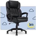 Serta Garret Executive Office Chair, Adjustable Ergonomic Computer Chair with Layered Body Pillows, Waterfall Seat Edge, Bonded Leather, Space Black