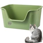 Vealind Open Top Cat Litter Tray with High Sides and Low Entry Cat Litter Box 64 x 45 x 33 CM, 100% Leak Proof Anti Splash Pet Litter Box Cats Potty Extra Large