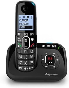 Amplicomms BigTel 1580 Cordless DECT Large Buttons Telephone, Answering Machine, Audio Boost, Extra Loud Ringtones, Hearing Aid Compatible, Call Protection