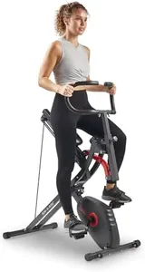 Sunny Health & Fitness Upright Bike + Row-N-Ride Dual Function Home Rower Squat Machine & Stationary Cycling Full Body Combo Cardio Ab Machine for Stomach Workout Fitness Machine - SF-A022077