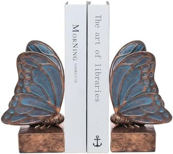 Kakizzy Vintage Blue Butterfly Bookends,Resin Book Ends for Shelves,Heavy Duty Decorative Bookends,Creative Book Stopper Holder Decor for Desk Home Office,Shelf Decoration,Gifts for Mother's Day