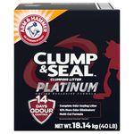 ARM & HAMMER Platinum Cat Litter, Clump & Seal, EXTRA STRENGTH Complete Odour Sealing with 14 Days of Odour Control, Multi-Cat, Hard Clumping Clay, 99.99% Dust Free, 18.14kg