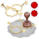 Amaxiu Metal Sealing Wax Stamp Kit for 1 Inch Wax Seal Stamp, 2PCS Wax Seal Molds Silicone Mat for Sealing Wax Kit Wax Seal Stamp Rings Set Wax Seal Kit for Wedding Envelope Card (Round & Flower)