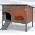 WAYTRIM Outdoor Cat House, Large Feral Outdoor Cat Shelter Insulated Weatherproof with Mat and Hidden Stair All-Round Wood for Multiple Cats 34.5" L*21.5" W*27.2" H