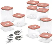 Caraway 26-Piece Ultimate Airtight Glass Food Storage Containers with Lids, Scoops, Measuring Cups and Organizers - Non-Toxic BPA-Free Stackable Space-Saving Containers for Pantry - Perracotta