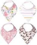 Copper Pearl Baby Bandana Drool Bibs for Drooling and Teething 4 Pack Gift Set for Girls, Olive"