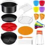 FUNYKICH 8 Inch Air Fryer Accessories 24PCS, Compatible for Most 4.2L-5.8L Cosori Gowise Philips Ninja Cozyna Gourmia Air Fryers and Larger Size Air Fryer, Nonstick, Dishwasher Safe