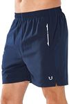 NORTHYARD Men's Running Athletic Shorts 5 inch Workout Gym Tennis 7'' Short Quick Dry Active Training with Zipper Pockets Navy-M