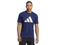 Adidas Men's Geometric Regular Fit T-Shirt (IB8275_DKBLUE/White