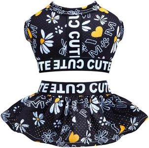 CuteBone Two Piece Dog Sports Dress Athleisure Puppy Skirt Lightweight Small Dogs Girl Clothes Cat Apparel SPS14L