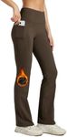 Willit Women's Fleece Lined Pants Yoga Bootcut Thermal Winter Pants High Waisted Flare Leggings Water Resistant Brown M