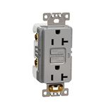 Schneider Electric Socket Outlet - Square D X Series - Matte Gray Color, Tamper Resistant - 20A/125V, GFCI Duplex Decorator Receptacle with Back Wire Clamps (SQR51201GY)