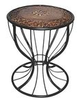 OlkaFred Beautiful Wrought Iron Sitting Stool Round Shape Wooden Carved Top Powder Coated Rust Free for Office Use Home Decor Living Room Bedroom Hall Garden use Purpose Indoor and Outdoor use