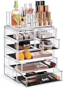 Sorbus Clear Cosmetic Makeup Organizer - Make Up & Jewelry Storage, Case & Display - Spacious Design - Great Holder for Dresser, Bathroom, Vanity & Countertop (Clear, 3 Large, 4 Small Drawers)